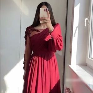 Long Sleeve Arabic Evening Dresses For Women